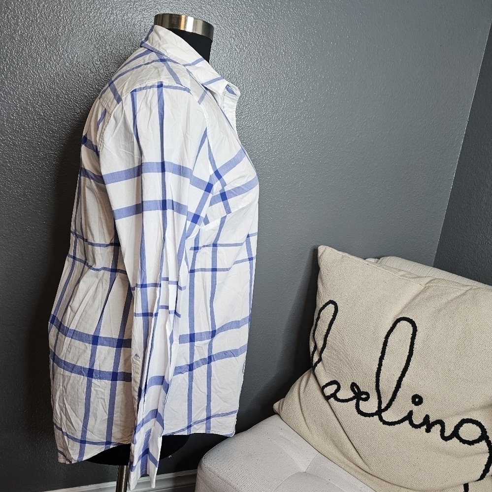 Lane Bryant white with blue stripes button front blouse size 18W - Picture 3 of 5